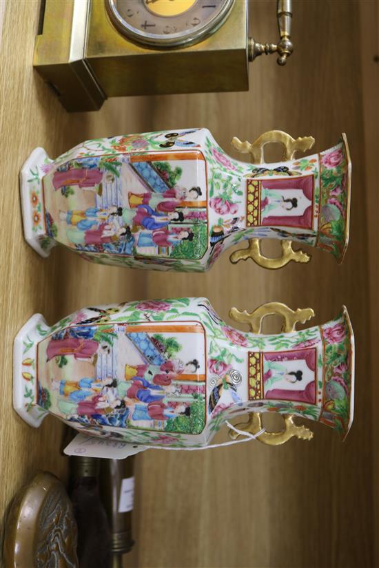 A pair of 19th century Cantonese vases height 22cm